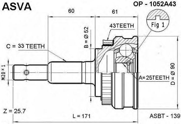 ШРУС OP-1052A43 ASVA