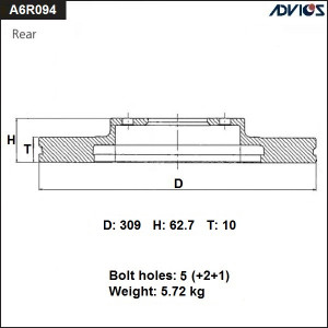 Диск тормозной A6R094B ADVICS