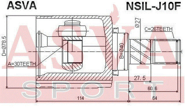 ШРУС NSIL-J10F ASVA