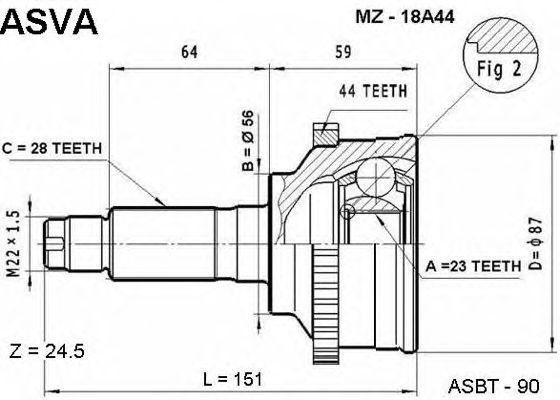 ШРУС MZ-18A44 ASVA