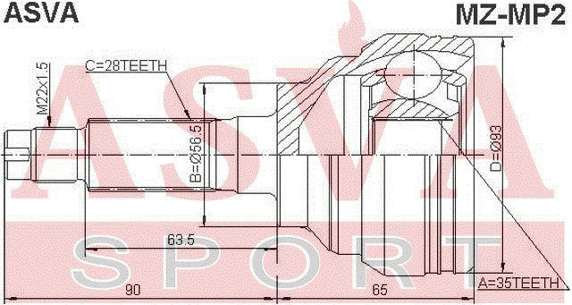 ШРУС MZ-MP2 ASVA